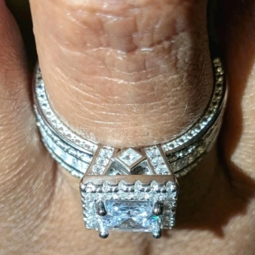 Womens Baguette& Round Cut 9.65ct Lab Created Diamond Princess Wedding Ring 8